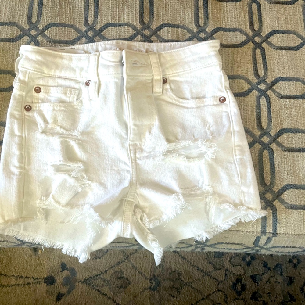 Stylish White Distressed Women's Shorts